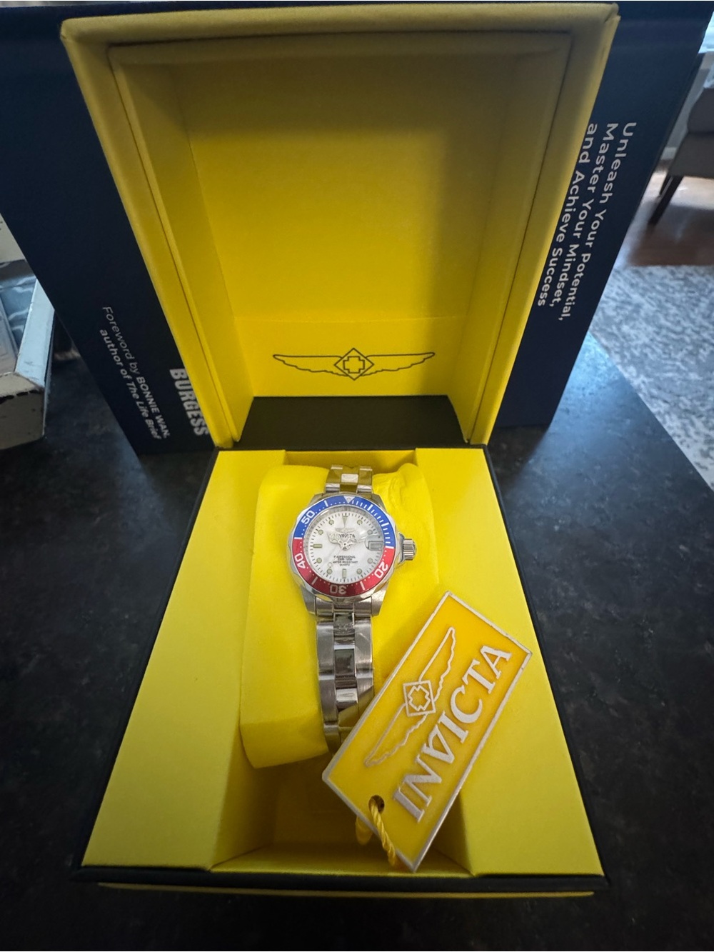 Invicta Stainless Steel Pro Diver Watch with Red & Blue Bezel